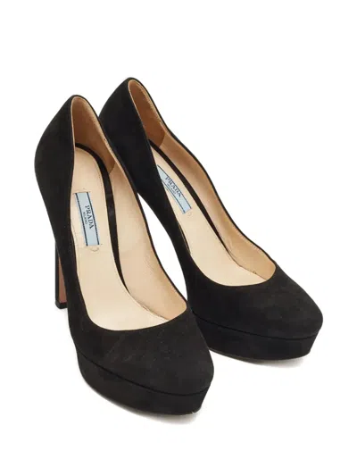 Pre-owned Prada Suede Platform Pumps In Black