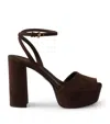 Prada Womens Brown Logo-print Suede Platform Sandals Eur 38.5 / 5.5 Uk