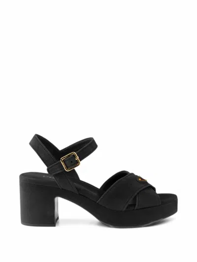 Prada Nappa Leather Platform Sandals In Black