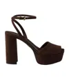 Prada Suede Platform Sandals In Brown