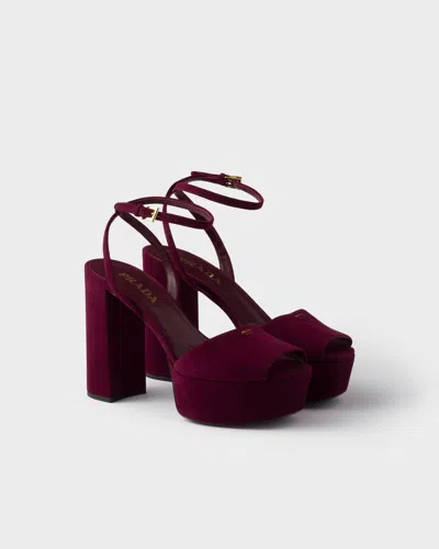PRADA SUEDE PLATFORM SANDALS
