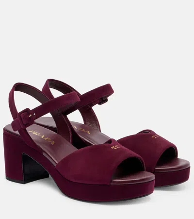 PRADA SUEDE PLATFORM SANDALS