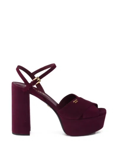 Prada Suede Platform Sandals In Purple