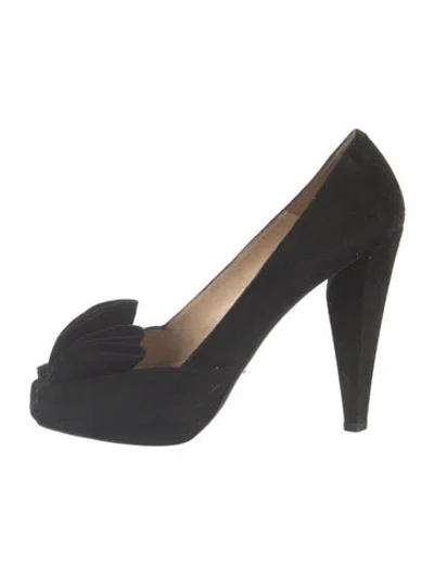 Pre-owned Prada Suede Pleated Accents Pumps In Black