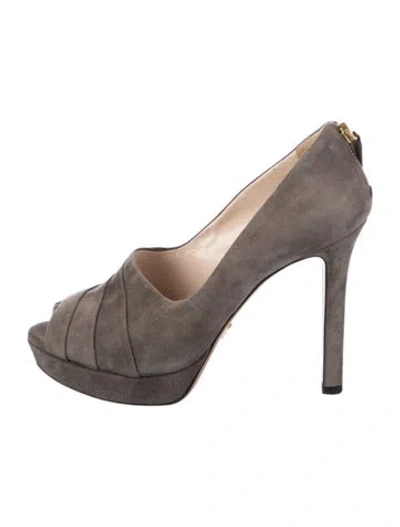 Pre-owned Prada Suede Pleated Accents Pumps In Neutrals