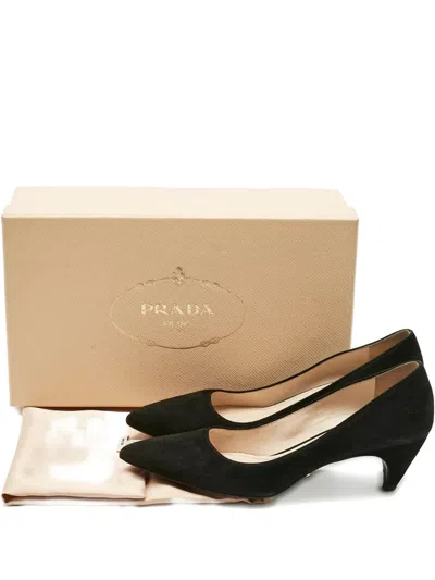 Pre-owned Prada Suede Pointed Pumps In Black
