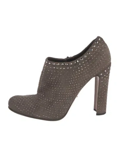Pre-owned Prada Suede Printed Boots In Gray