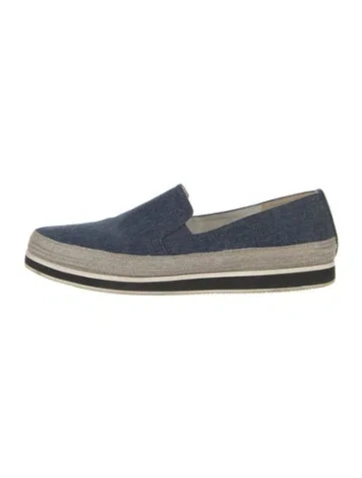 Pre-owned Prada Suede Printed Loafers In Blue