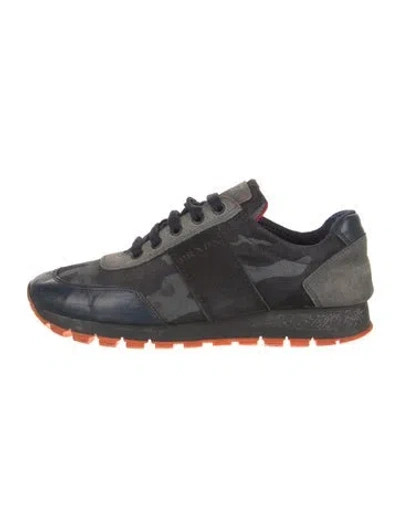 Pre-owned Prada Suede Printed Sneakers In Blue