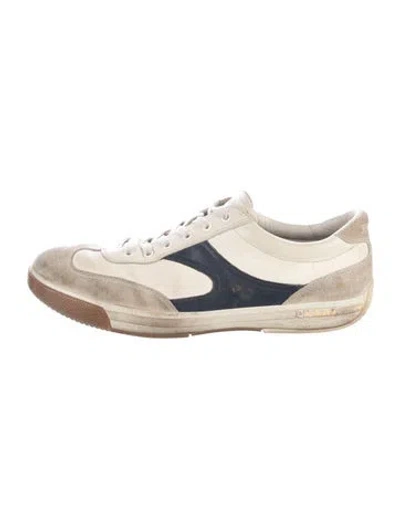 Pre-owned Prada Suede Printed Sneakers In White