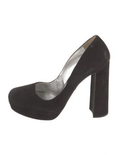 Pre-owned Prada Suede Pumps In Black