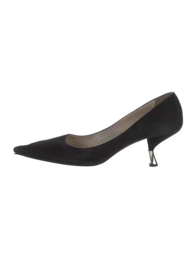 Pre-owned Prada Suede Pumps In Black