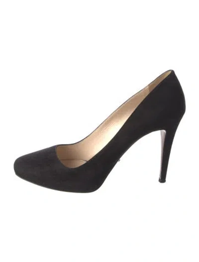 Pre-owned Prada Suede Pumps In Black