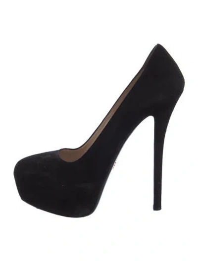 Pre-owned Prada Suede Pumps In Black