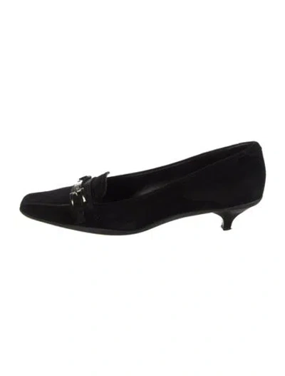 Pre-owned Prada Suede Pumps In Black
