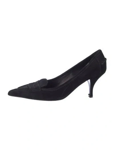 Pre-owned Prada Suede Pumps In Black