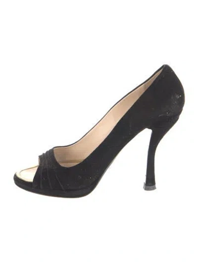Pre-owned Prada Suede Pumps In Black