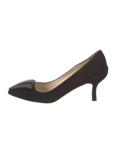 Pre-owned Prada Suede Pumps In Black