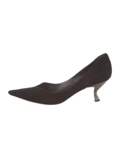 Pre-owned Prada Suede Pumps In Black