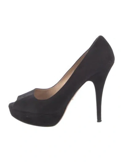 Pre-owned Prada Suede Pumps In Black