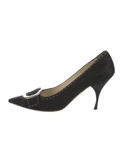 Pre-owned Prada Suede Pumps In Black