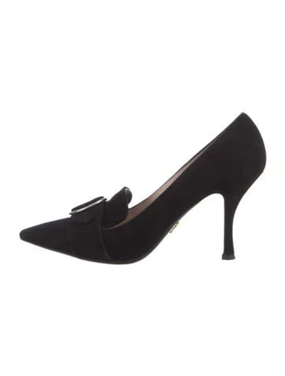 Pre-owned Prada Suede Pumps In Black