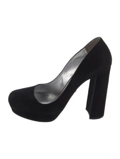 Pre-owned Prada Suede Pumps In Black
