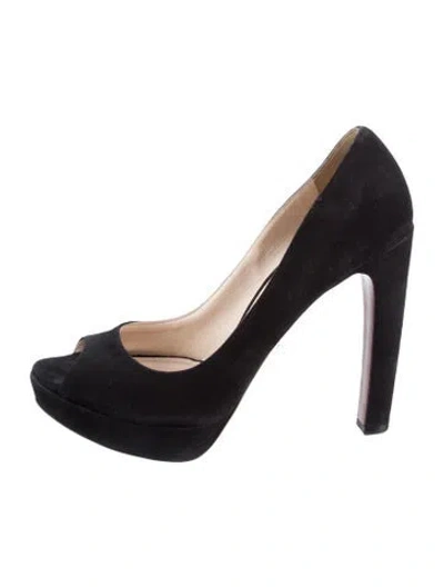 Pre-owned Prada Suede Pumps In Black