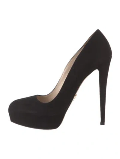 Pre-owned Prada Suede Pumps In Black