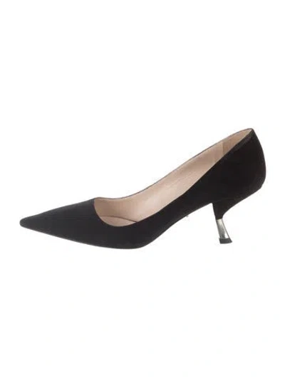 Pre-owned Prada Suede Pumps In Black