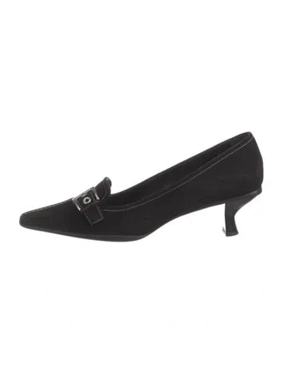 Pre-owned Prada Suede Pumps In Black