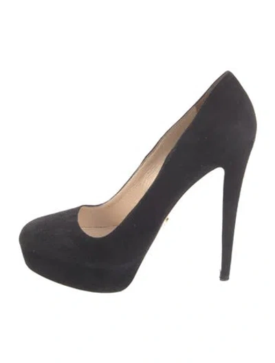 Pre-owned Prada Suede Pumps In Black