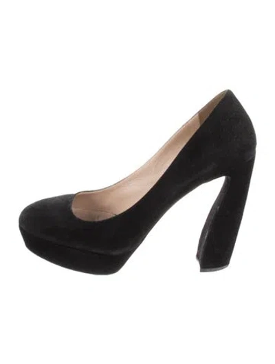 Pre-owned Prada Suede Pumps In Black
