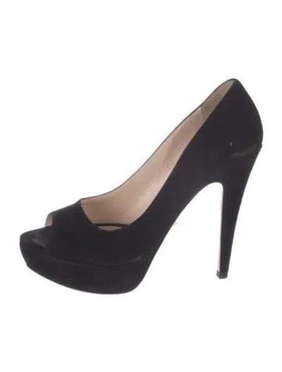Pre-owned Prada Suede Pumps In Black