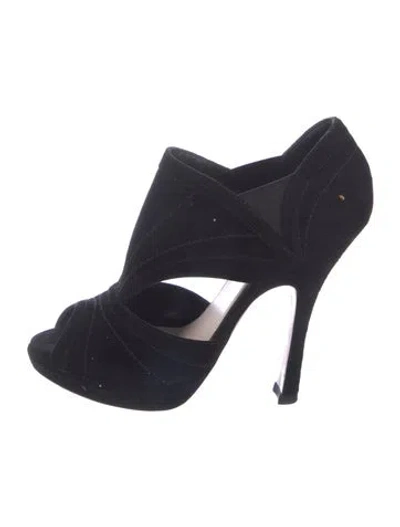 Pre-owned Prada Suede Pumps In Black/blue