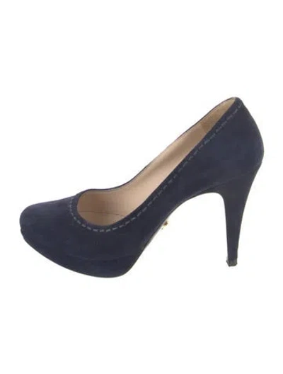 Pre-owned Prada Suede Pumps In Blue