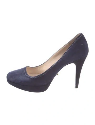Pre-owned Prada Suede Pumps In Blue