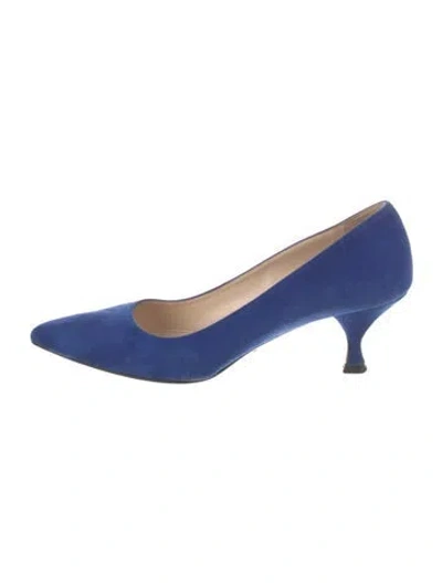 Pre-owned Prada Suede Pumps In Blue