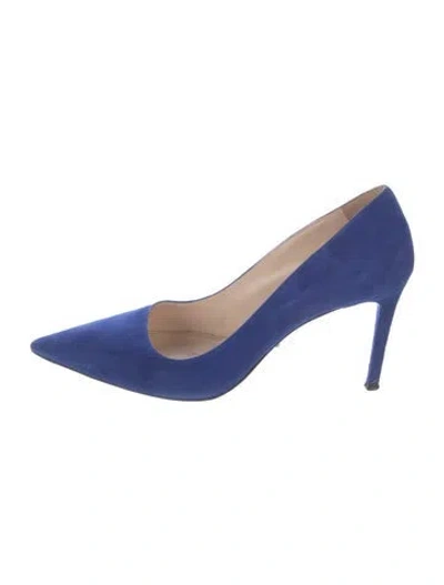 Pre-owned Prada Suede Pumps In Blue