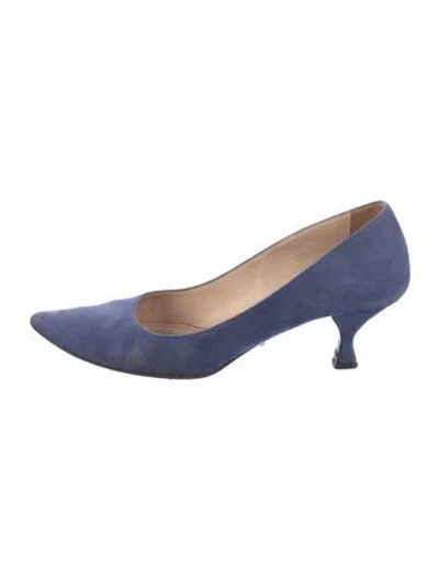 Pre-owned Prada Suede Pumps In Blue