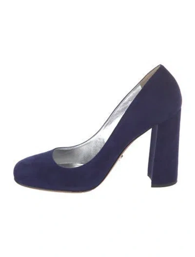 Pre-owned Prada Suede Pumps In Blue