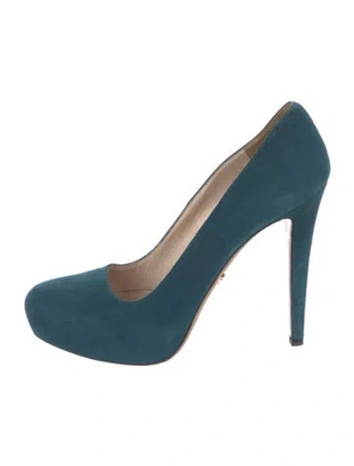 Pre-owned Prada Suede Pumps In Blue