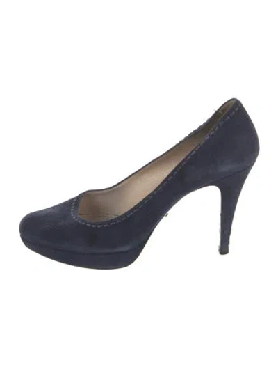 Pre-owned Prada Suede Pumps In Blue