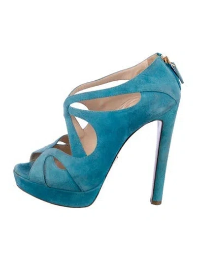 Pre-owned Prada Suede Pumps In Blue