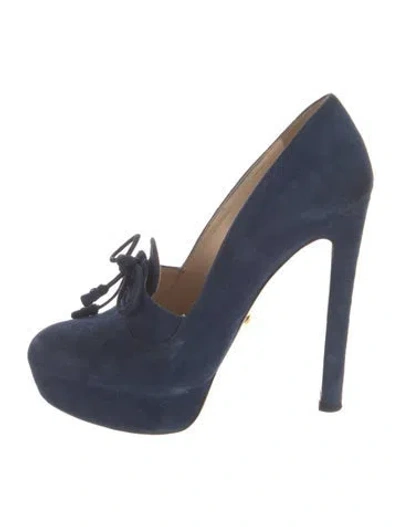 Pre-owned Prada Suede Pumps In Blue