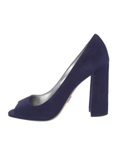Pre-owned Prada Suede Pumps In Blue