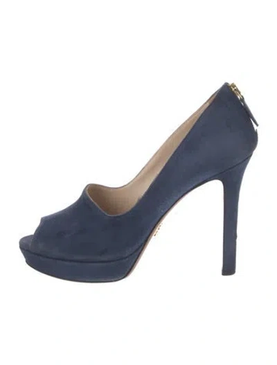 Pre-owned Prada Suede Pumps In Blue