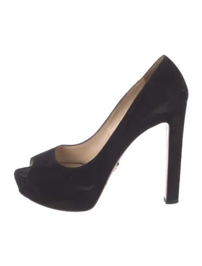 Pre-owned Prada Suede Pumps In Blue