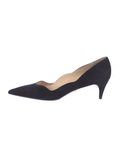 Pre-owned Prada Suede Pumps In Blue
