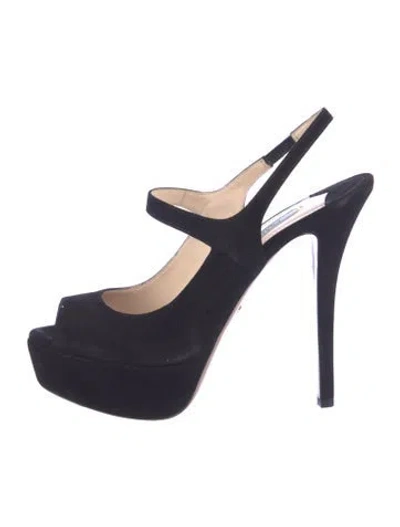 Pre-owned Prada Suede Pumps In Blue